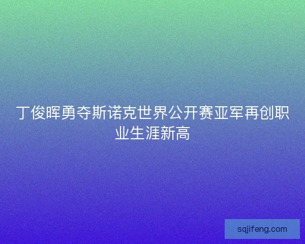 丁俊晖勇夺斯诺克世界公开赛亚军再创职业生涯新高